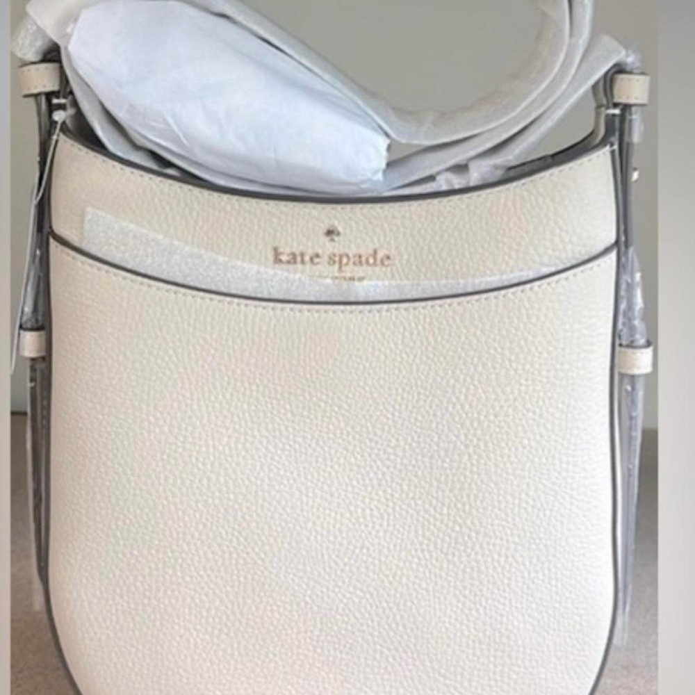 Kate Spade Pebbled Leather Crossbody Bag Cream Beige Gold Hardware NWT Handbag - Picture 4 of 8